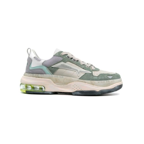 Leather Sneakers Premiata DRAKED 087 Color Green and Beige
