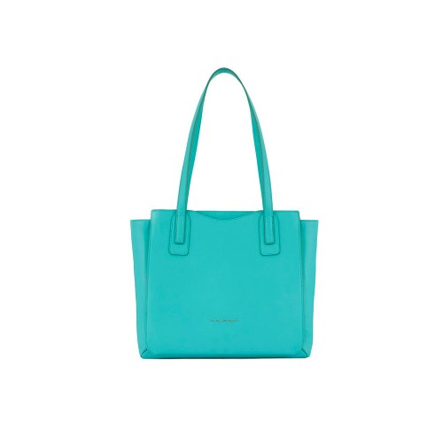 Leather Shopping Bag Piquadro BD5685S119/AZ Color Turquoise