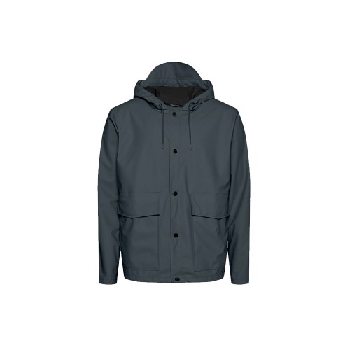 Unisex Raincoat RAINS Short Hooded Coat Color Anthracite