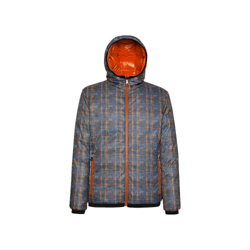 Plumón Reversible GEOX Ravex M2629D Color Check y Naranja