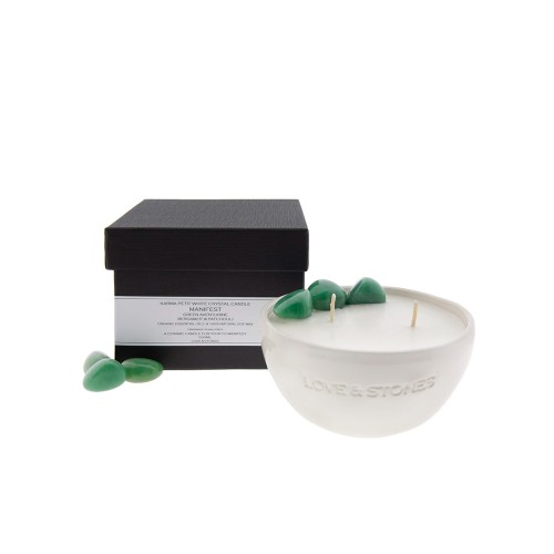 Candle Love & Stones20264 White Ceramic Manifest with...