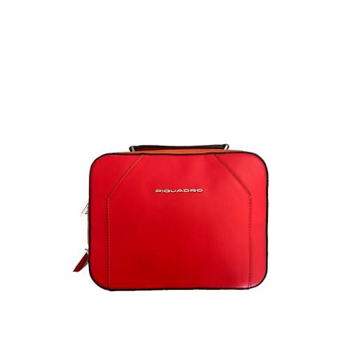 Leather Bag Piquadro BD4903MU/ARR Color Red and Orange