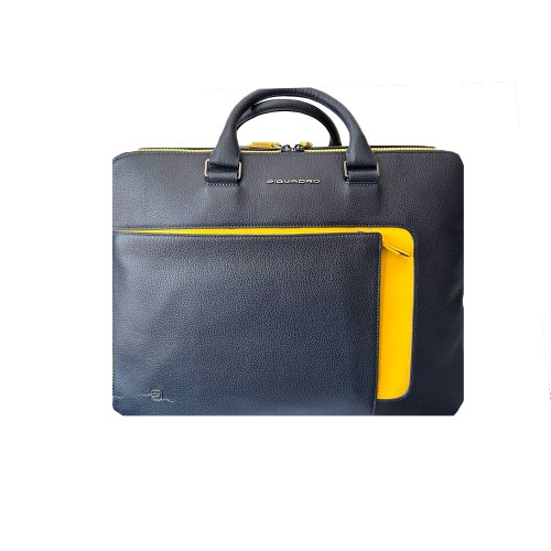 Leather Briefcase Piquadro CA4273S95BM/BLG Color Navy and...