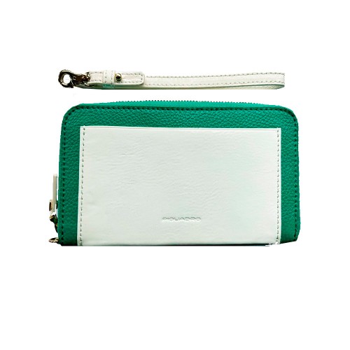 Leather Purse Piquadro AC3131SO2/VE Color White and Green