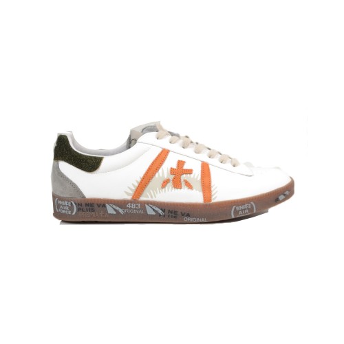 Sneakers de Piel Premiata Andy 6529 Color Blanco y Naranja