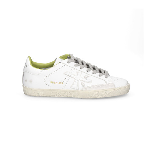 Sneakers de Piel Premiata QUINN 6177 Color Blanco y Verde...