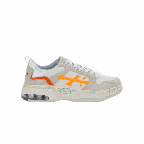 Letaher Sneakers Premiata DRAKE 301 Color Beige and Orange