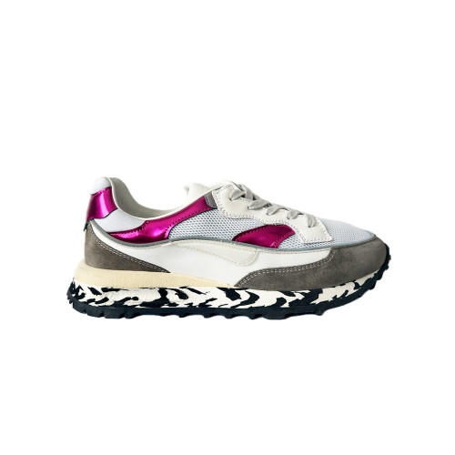 Sneakers Hidnander THREEDOME 038 Color White and Fuchsia