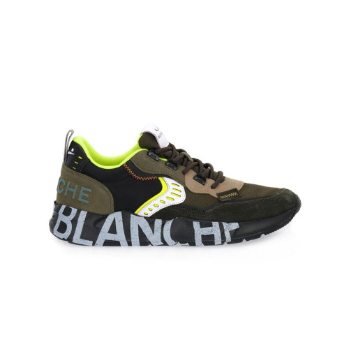 Sneakers Voile Blanche CLUB01 Color Khaki and Lime