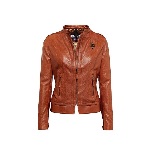 Biker leather jacket, Blauer, model SBLDL02517, colour brown