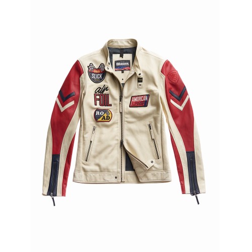 Jacket leather Blauer SBLUL02131 colour  red and blue...